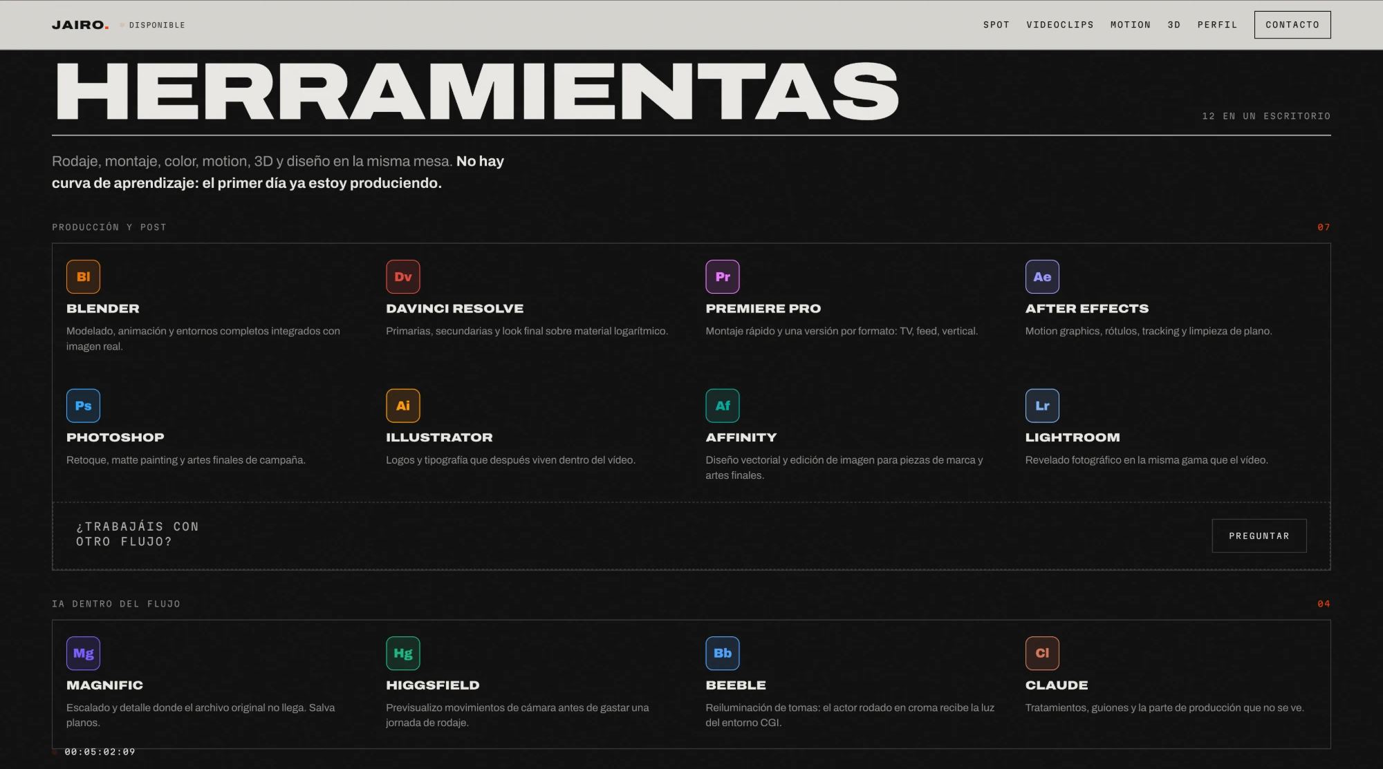 Web de Jairo Azogue, sección de herramientas